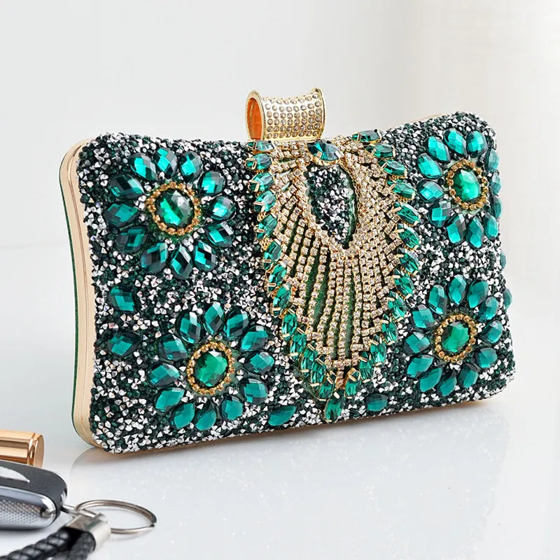 red green royal blue pu leather water droplets square evening bags
