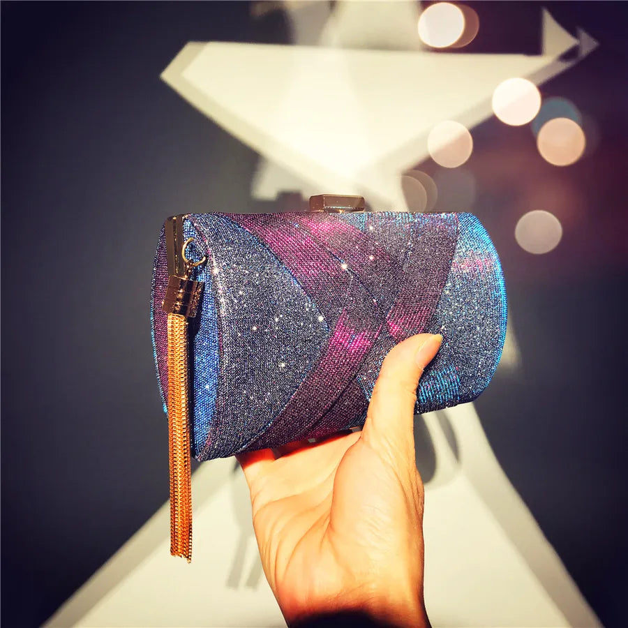 satin solid color tassel square evening bags