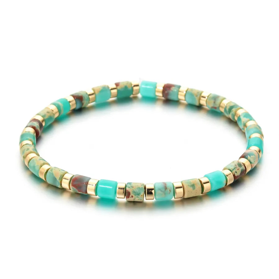 Ethnic Style Geometric natural stone Agate Beaded Chain Bracelets In Bulk