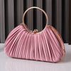 Fuchsia Apricot Polyester Solid Color Dumpling Shape Evening Bags