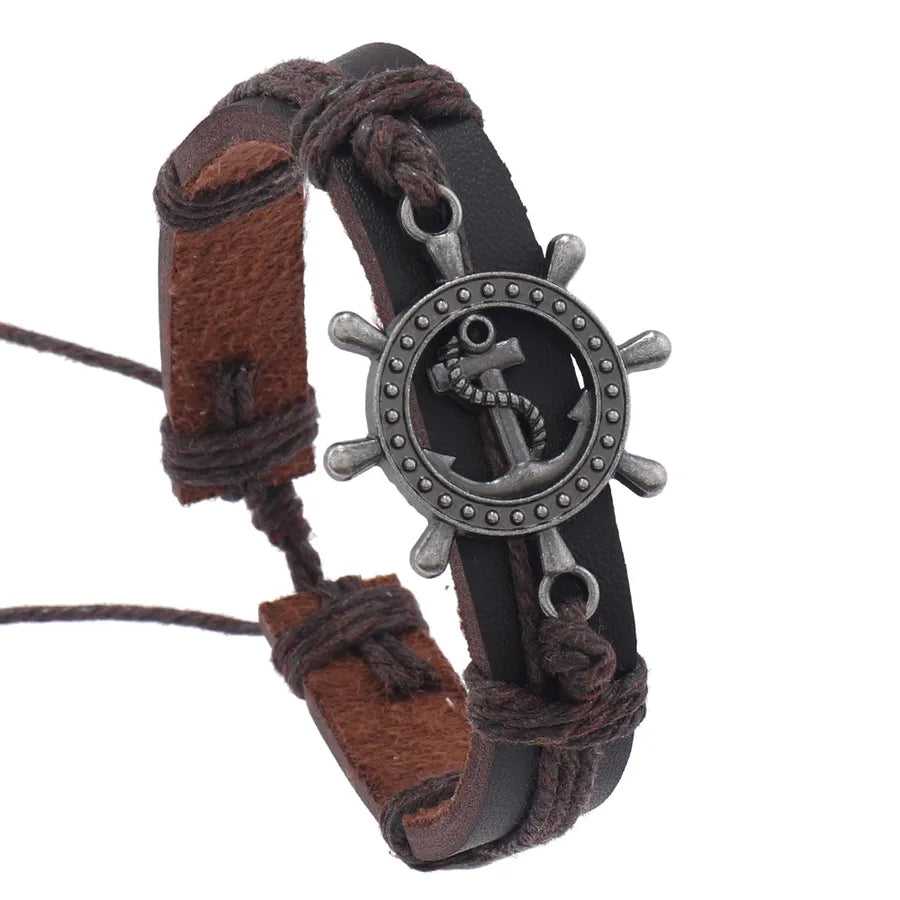 Simple Style Classic Style Solid Color Pu Leather Men's Bangle