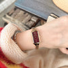 Fashionable Minimalist Retro Rectangle Stainless Steel Band Women's Watch Small Size Alloy Dial Butterfly Double Buckle Clasp