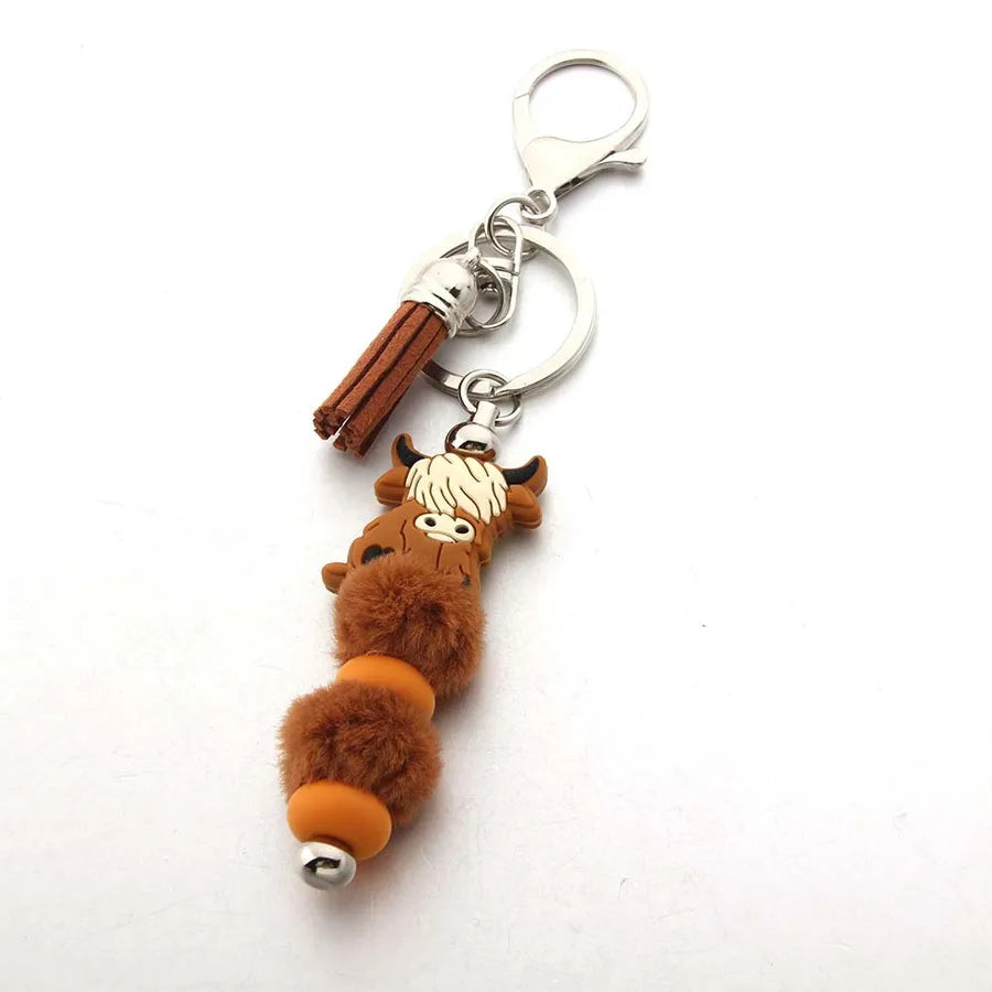 Cute Hairball Cattle Silica Gel Unisex Keychain