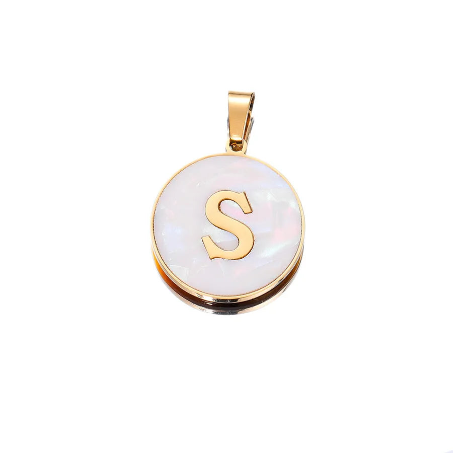 1 Piece 22mm Hole 4~4.9mm 304 Stainless Steel Fritillary Letter Pendant Jewelry Accessories