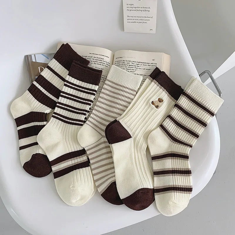 women's preppy style plaid cotton crew socks a pair 1 set