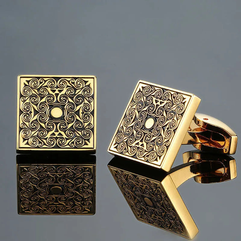 business geometric copper plating men's cufflinks