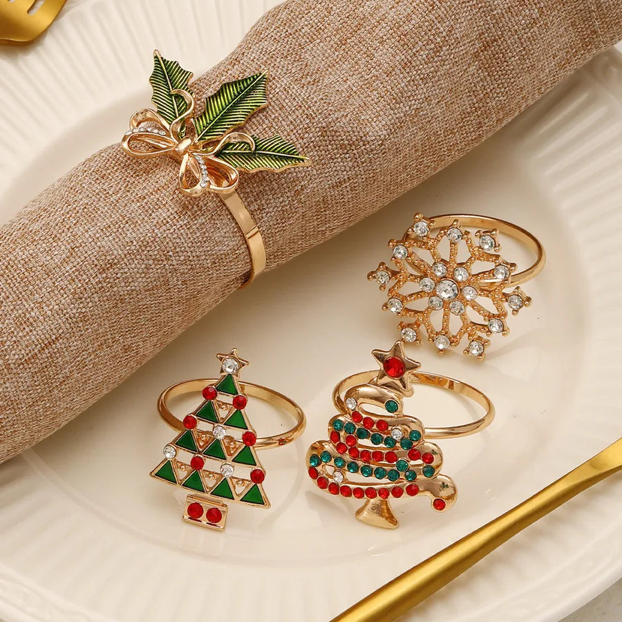 Christmas Casual Elegant Glam Christmas Tree Alloy napkin rings 1 Piece