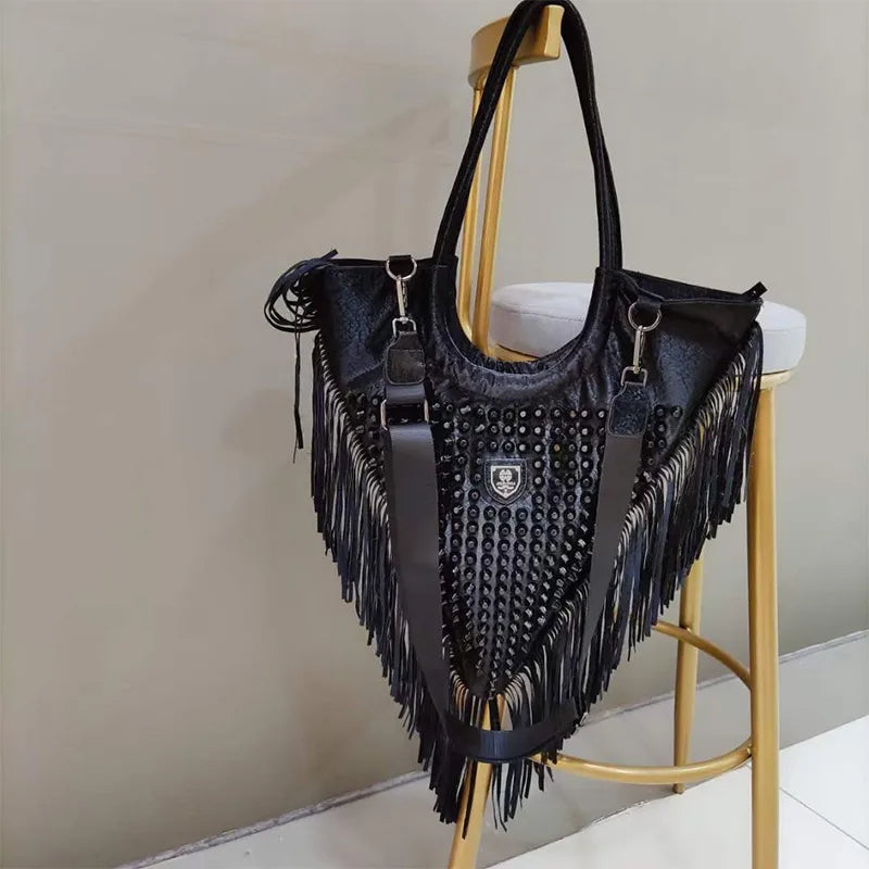 women's large pu leather solid color classic style triangle zipper shoulder bag