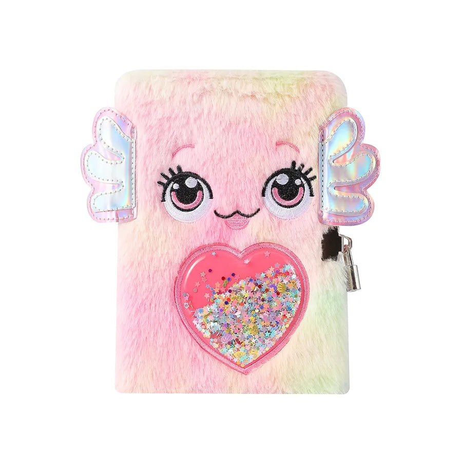 Cute Cartoon Plush Notebook With Lock For Students A5 Size Smiley Face Design Girls Big Eyes Holiday Gift Book