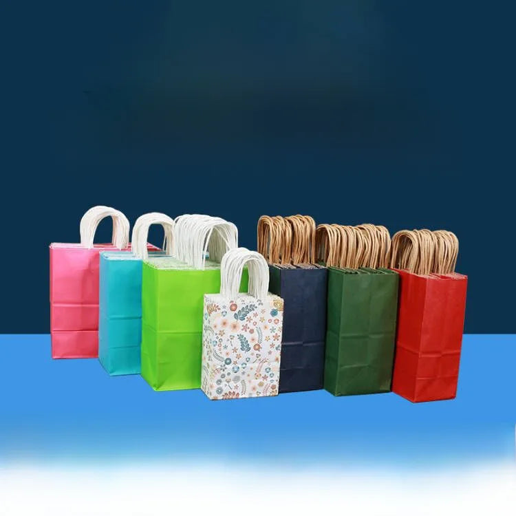 Kraft paper tote bag spot wholesale takeaway milk tea packing bag clothing gift packaging bag paper bag can be printed logo