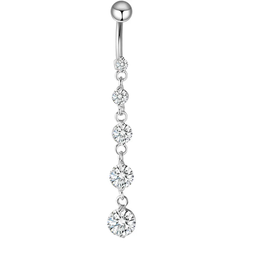 1 Piece Belly Rings Simple Style Classic Style Solid Color 304 Stainless Steel Inlay Zircon Belly Rings