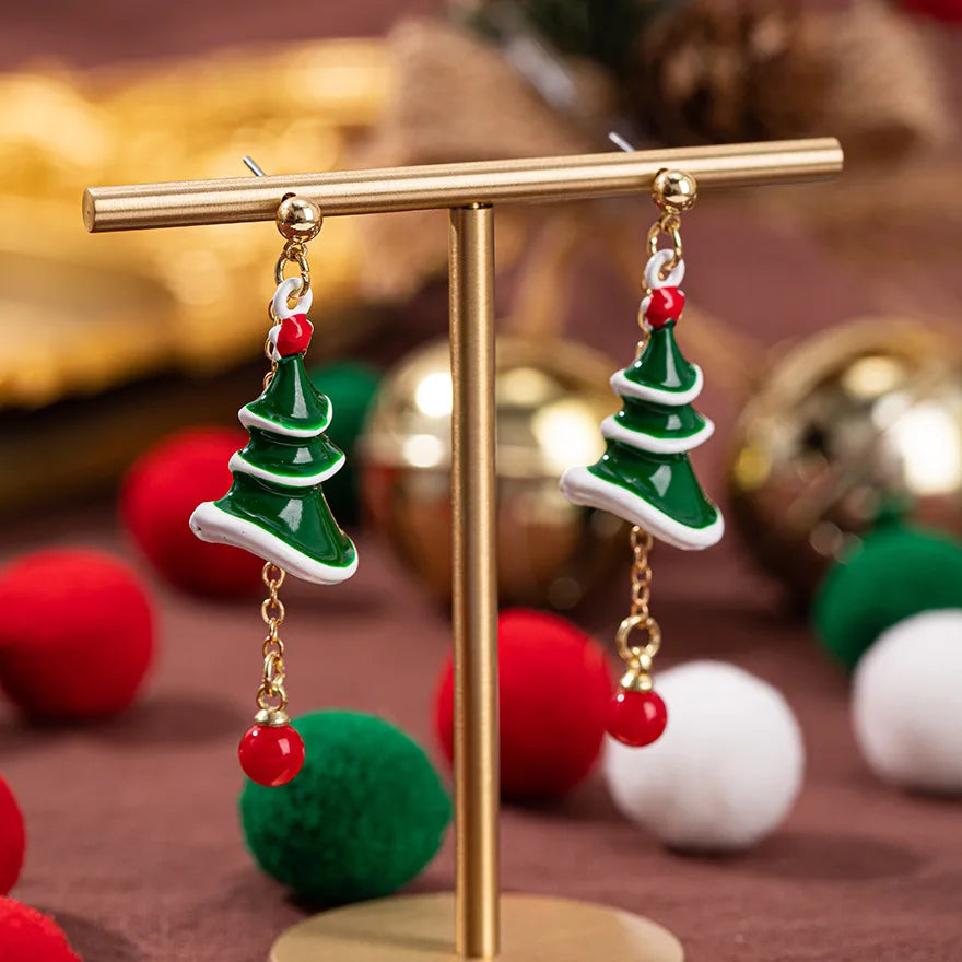 Christmas Theme Alloy Ear Cuff Drop Earrings  New Products Small Pendant Diy Accessories Christmas Hat