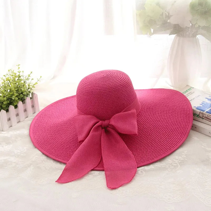 Women's Vacation Modern Style Bow Knot Big Eaves Straw Hat