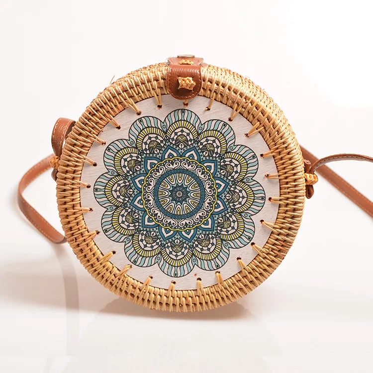 Special Sale Rattan Ins Butterfly Bag Mori Style Vintage Artistic Handmade Flower Petal Bag Woven Bag PU Belt
