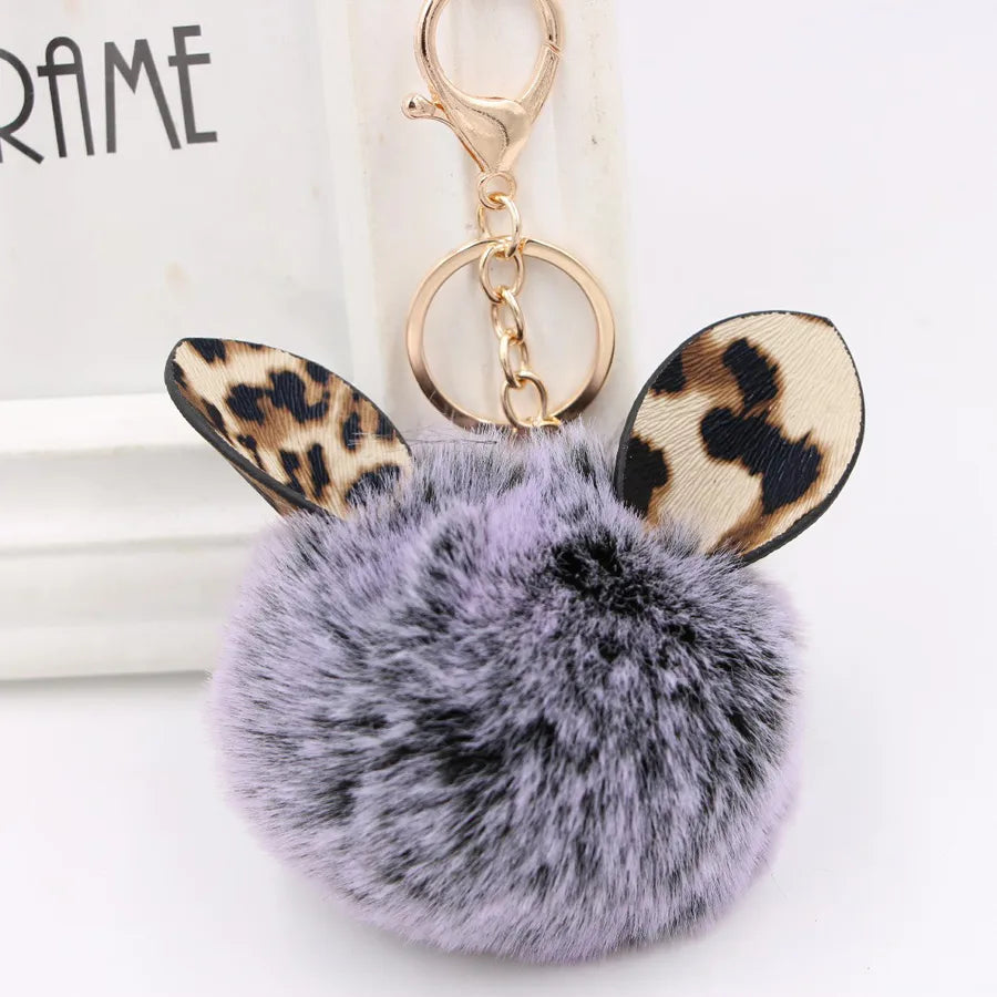 1 piece retro ear leopard simulation wool plating bag pendant keychain