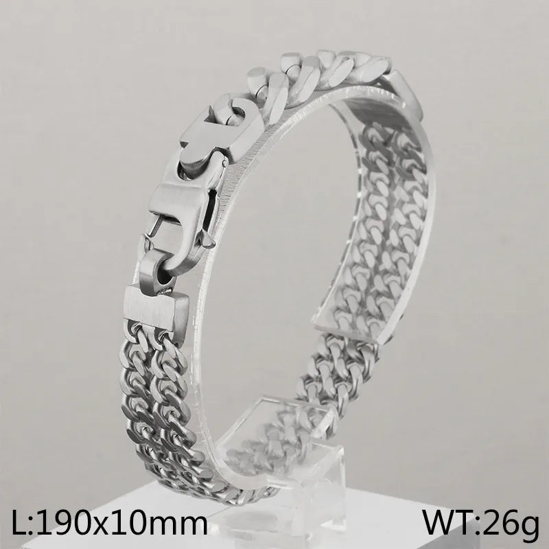 Simple Style Geometric Solid Color Titanium Steel Patchwork 18K Gold Plated Men's Bracelets