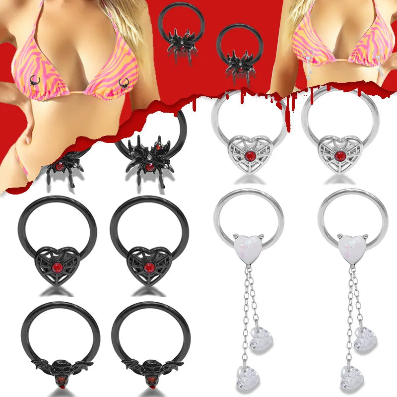 1 Piece Nipple Rings & Studs Hip-Hop Rock Heart Shape 316L Stainless Steel  Copper Plating Acrylic Rhinestones White Gold Plated