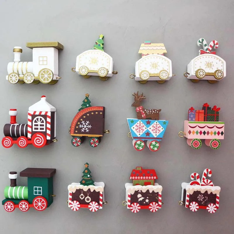 cartoon christmas track train wooden decorative truck toy 1 set