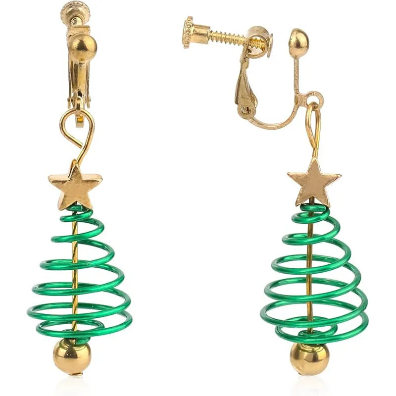 Christmas Tree Deer Bell Snowflake Elements Long Earrings Christmas Theme Cartoon Style Alloy Geometric Pattern Unisex