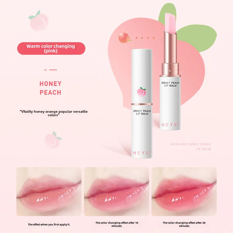 HEYXI Han Yuanxi Vaseline Peach Lip Balm Temperature Change Lipstick Moisturizing Lasting Student Lip Film