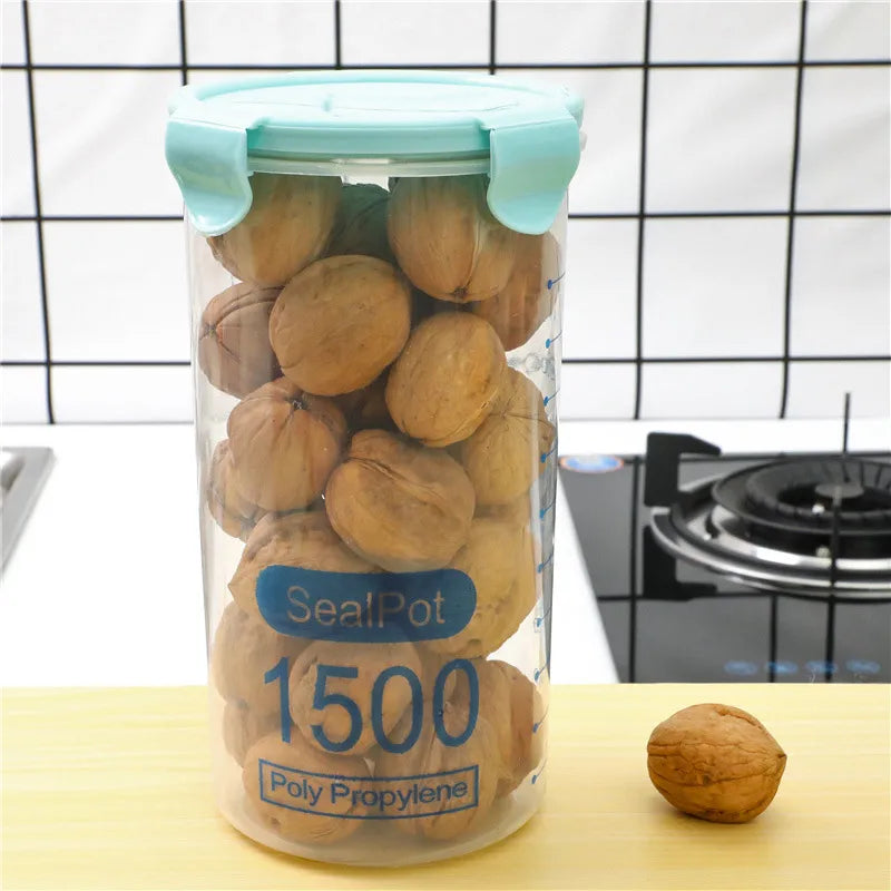 Kitchen Moisture-proof Transparent Sealed Jar Grain Dried Fruit Storage Plastic Jar Snack Storage Jar
