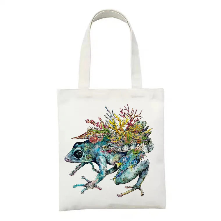 women's simple style artistic animal mushroom butterfly shopping bags