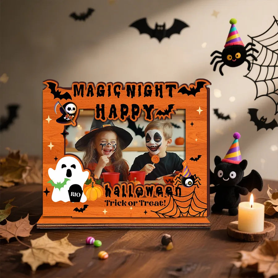 Halloween Wooden Picture Frame Decorative Ornaments Thick Festival Atmosphere Birthday Photo Album Woodcraft Simple Style