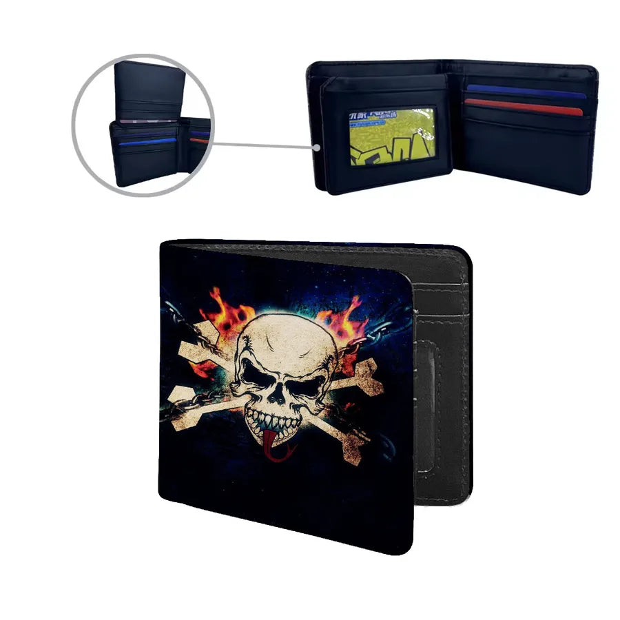 Men's Skull Pu Leather Flip Cover Wallets