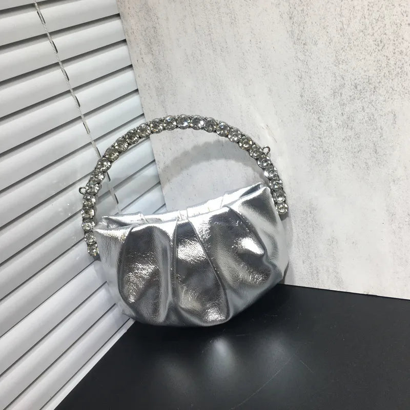 nylon solid color dumpling shape evening bags