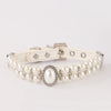 All Seasons Cute Pu Leather Imitation Pearl Geometric Leash Pet Collar