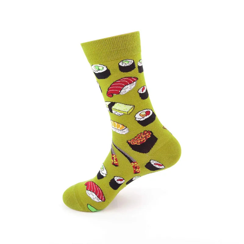 Men's Cute Modern Style Hamburger Avocado Apple Cotton Jacquard Ankle Socks A Pair