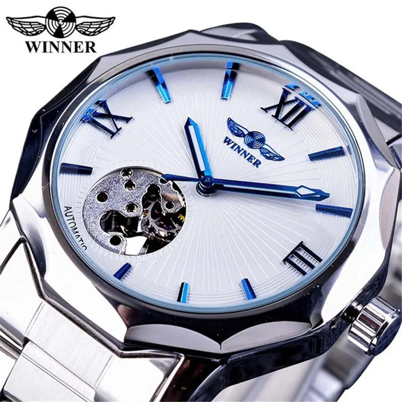 Classic Style Solid Color Butterfly Double Snap Buckle Mechanical Watch Men's Watches