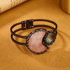 Vintage Style Baroque Style Irregular Crystal Labradorite Rose Quartz Copper Wholesale Bangle