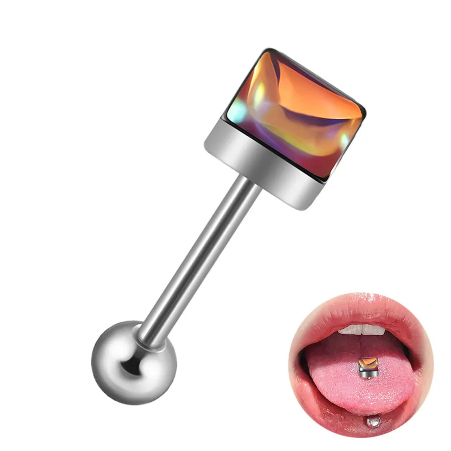 1 Piece Lip Rings Hip-Hop Cool Style Triangle Geometric Water Droplets 304 Stainless Steel Enamel Tongue Rings
