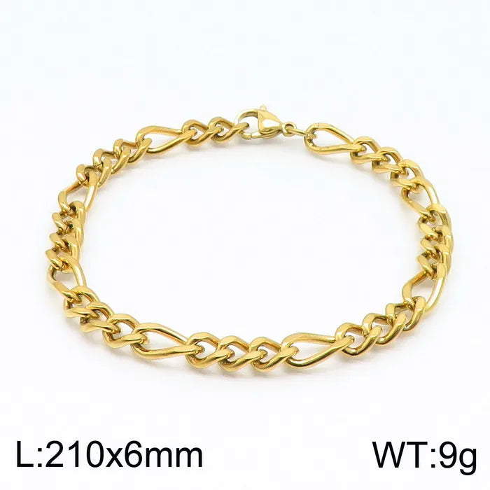 Simple Style Solid Color Stainless Steel Plating 18K Gold Plated Men's Bracelets