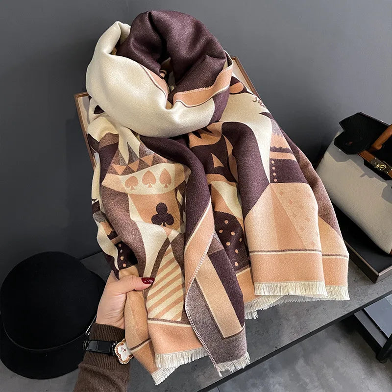 women's elegant geometric imitation cashmere winter scarves