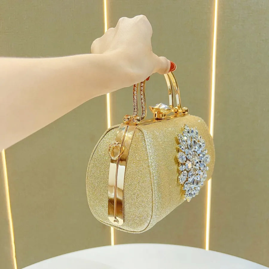 New European Style Water Diamond Embedded Women's Sunflower Evening Bag Shoulder Crossbody Bag For Women Square PVC Handbag