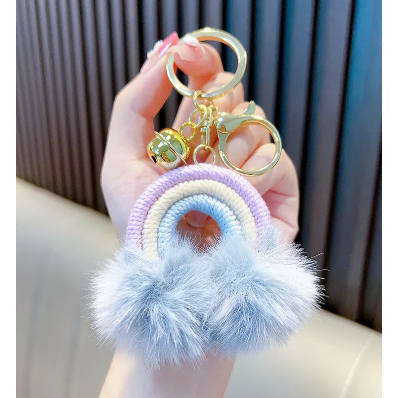 Cute Clouds Rainbow Cotton Unisex Bag Pendant Keychain