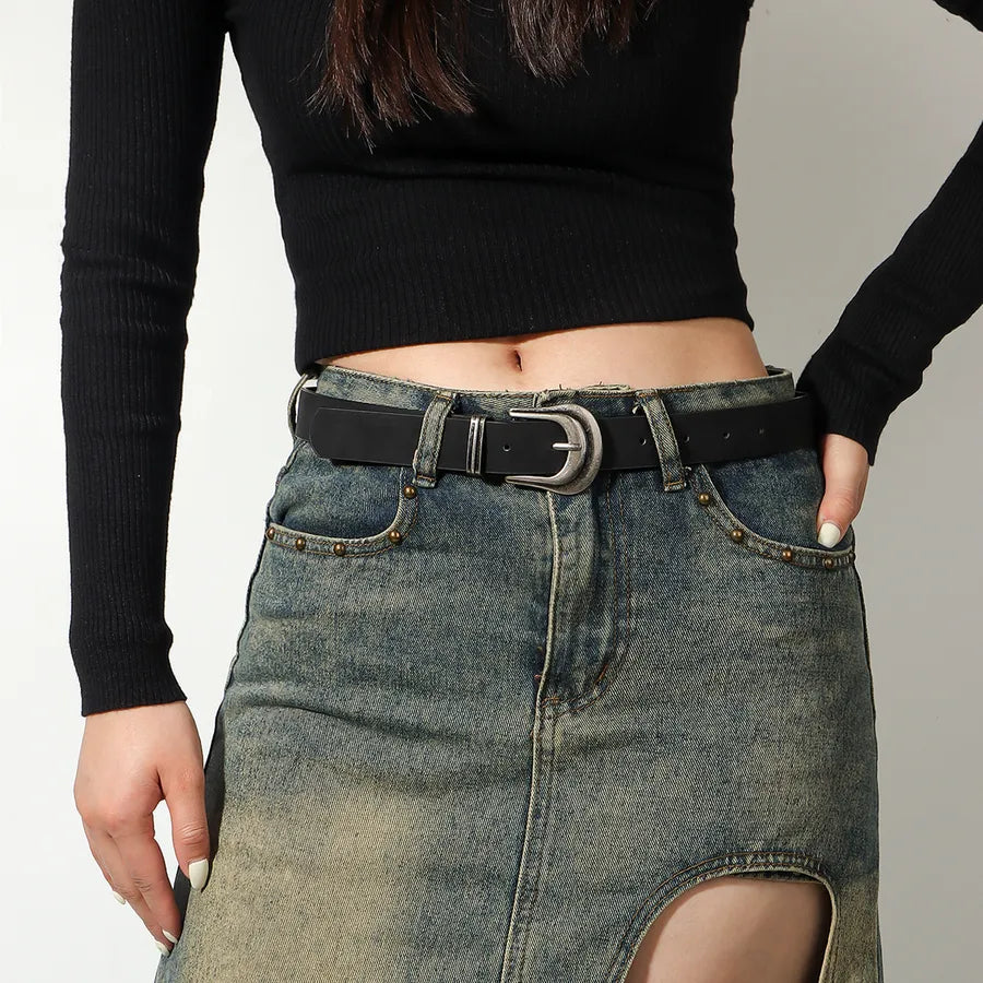 Casual Elegant Classic Style Geometric Pu Leather Plating Women's Leather Belts