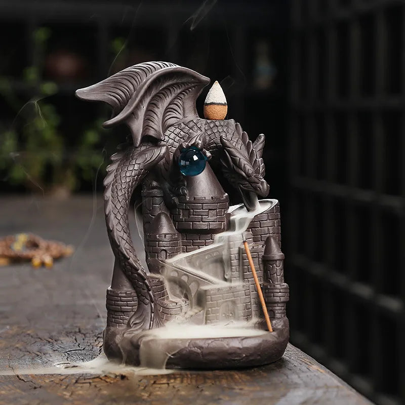 purple sand pterosaur backflow incense burner creative ceramic Castle pterosaur backflow smoke incense burner ornaments crafts