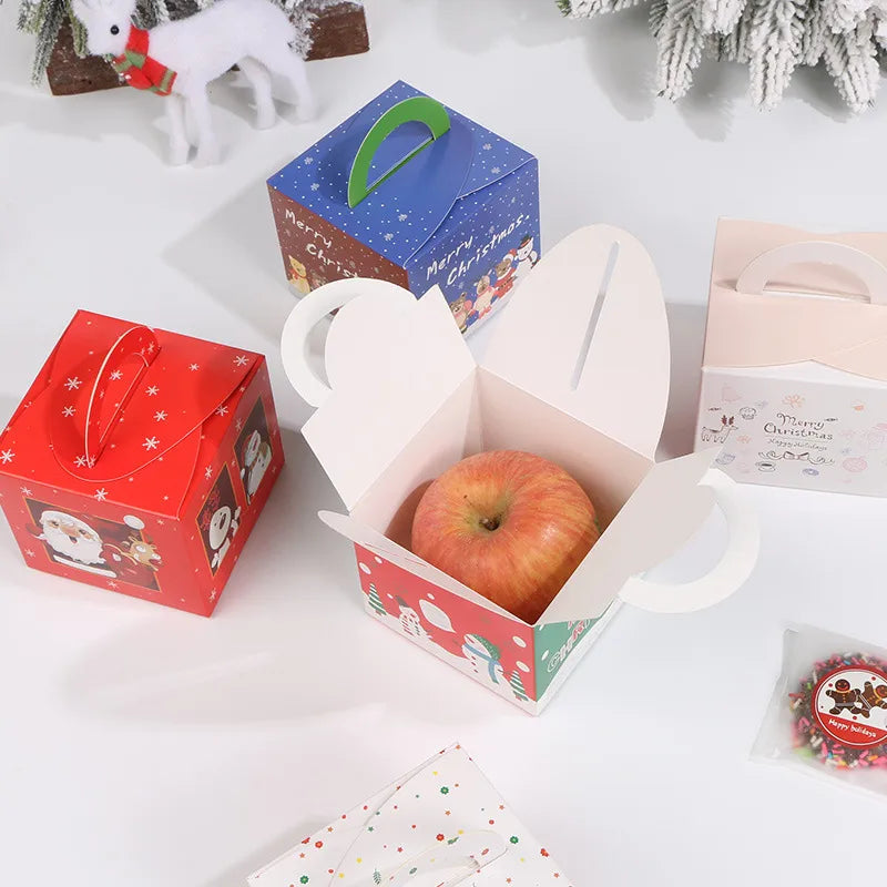 New Christmas Apple Box Handheld Peaceful Fruit Packaging Box Cartoon Christmas Gift Color Box Biscuit Candy Packaging
