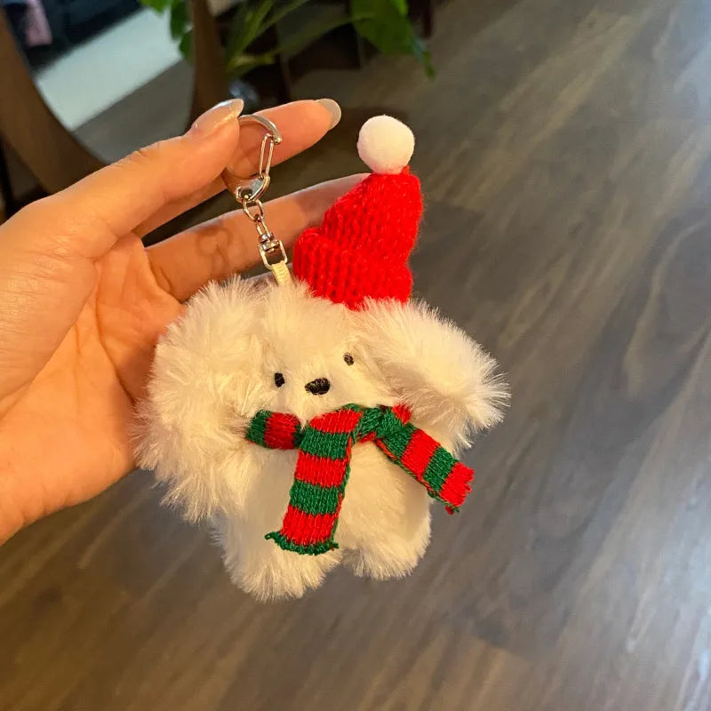 Cute Rabbit Plush Metal Christmas Women's Bag Pendant Keychain