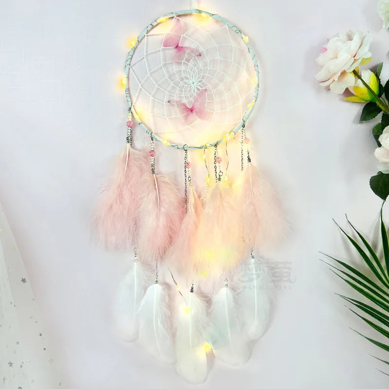Simple Style Solid Color Butterfly Mostacilla Feather Iron Dreamcatcher Wall Art