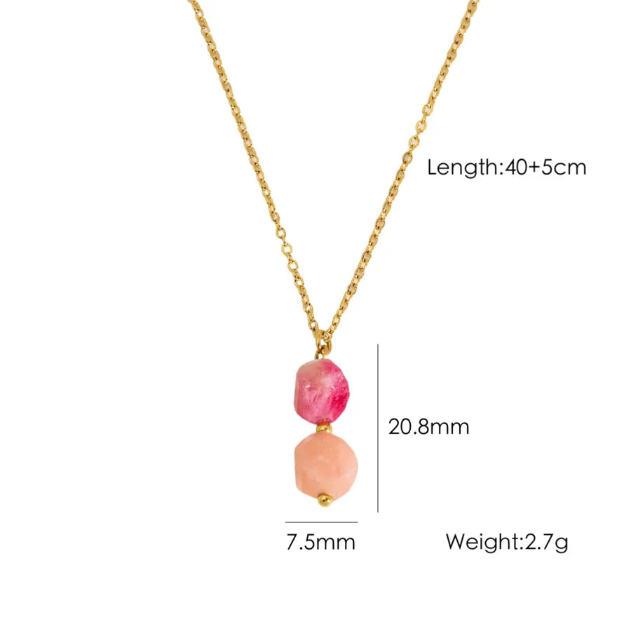 Wholesale Jewelry Elegant Simple Style Geometric 304 Stainless Steel natural stone cable chain Pendant Necklace
