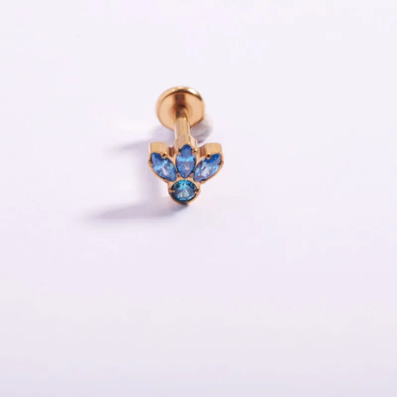 1 Piece Lip Rings Casual Gothic Hip-Hop Geometric Animal Titanium Alloy Polishing Plating Flowers Zircon 18K Gold Plated Lip Rings Ear Cartilage Rings & Studs