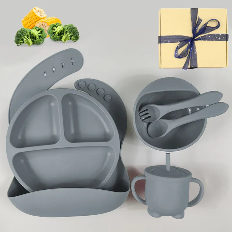 casual solid color silica gel tableware 1 set