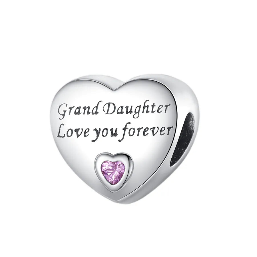 Girls Gifts Charm Beads Heart-Shaped White Copper Silver Plated Beaded Diy Bracelet Necklace Accessories