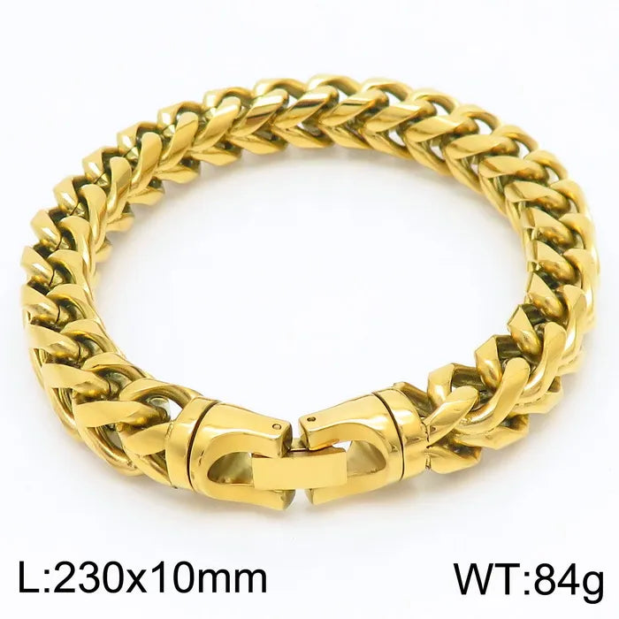 Stainless Steel 18K Gold Plated Hip-Hop Rock Plating Solid Color Bracelets