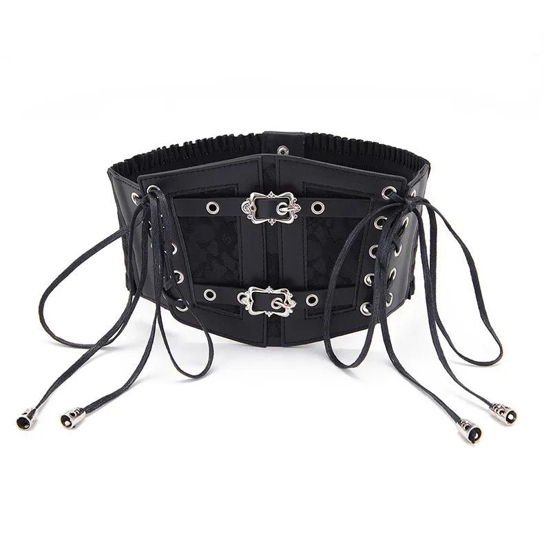 fashion solid color pu leather alloy metal button women's corset belts 1 piece