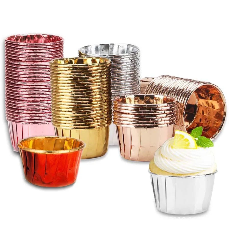 Simple Style Solid Color Double-Sided Aluminum Composite Paper Bakeware cake cups